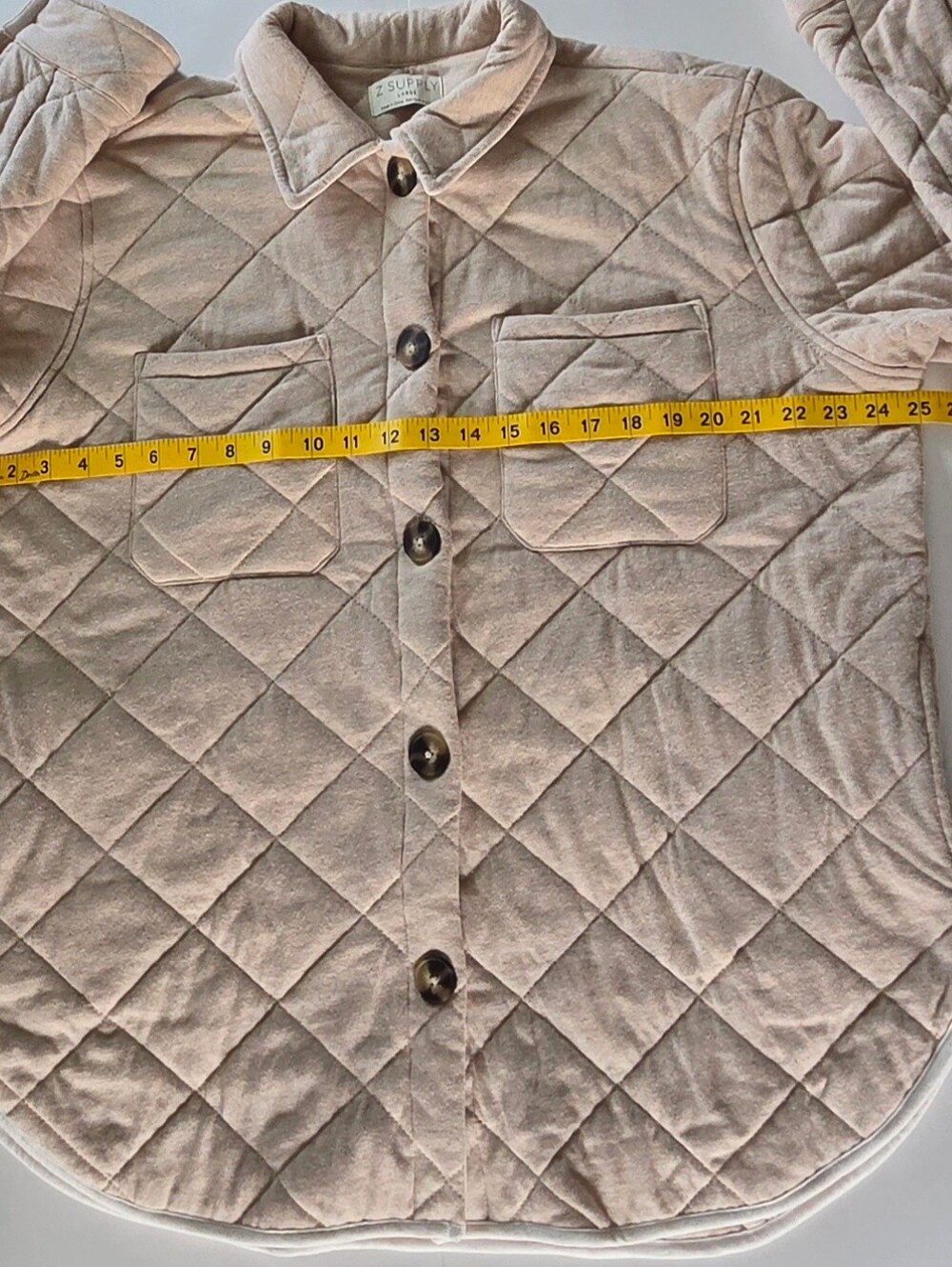 Z SUPPLY L Tan Diamond Quilted Shacket Jacket Oatmeal Button Cabin Shirt Coat
